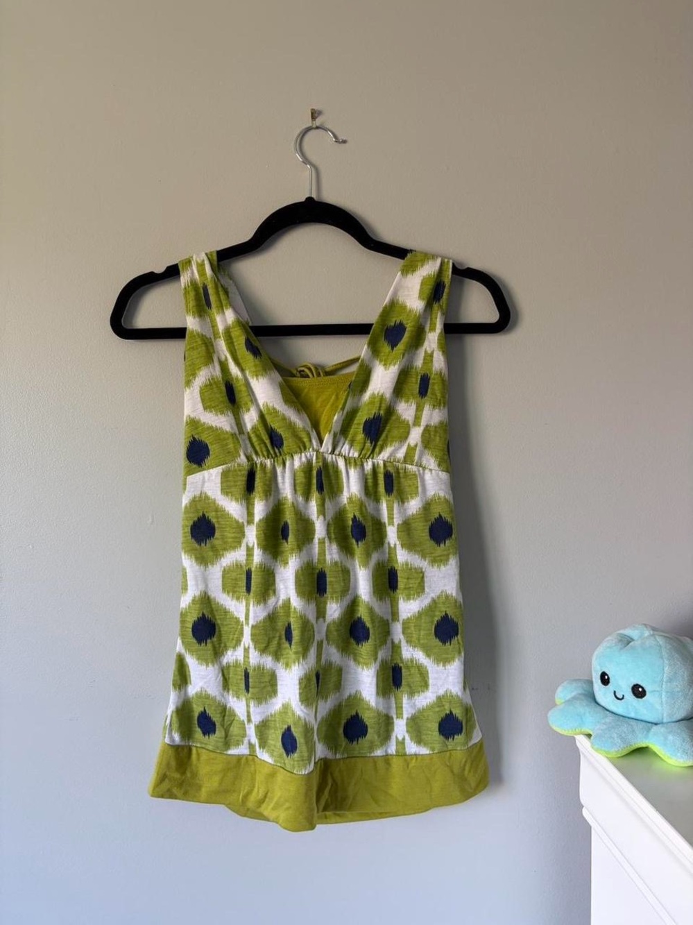 Green and White Patterned Tank Top